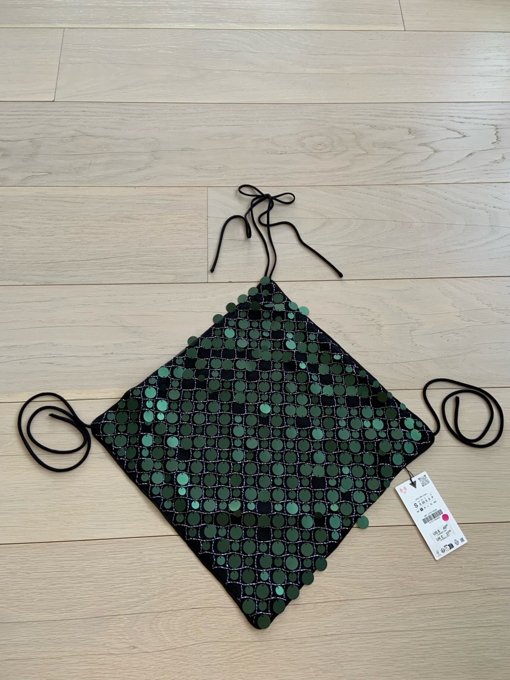 Zara green sequin top